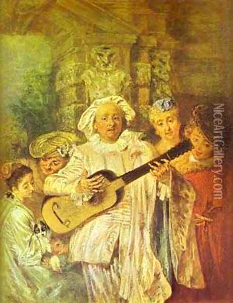 Sous Un Habit De Mezetin 1717 Oil Painting - Jean-Antoine Watteau