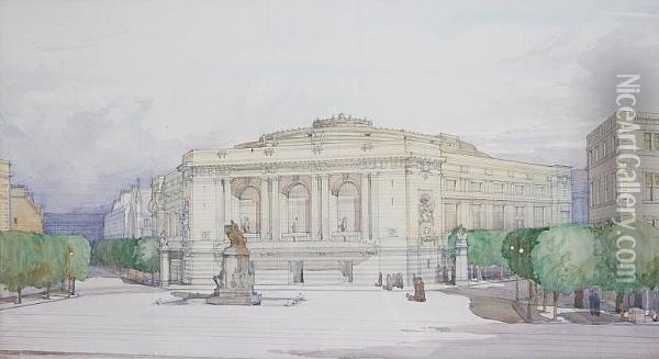 Usher Hall From The West Oil Painting - Robert Atkinson