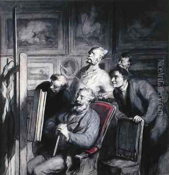 The Amateurs Oil Painting - Honore Daumier