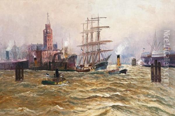 Harbour Of Hamburg Oil Painting - Alfred Jensen
