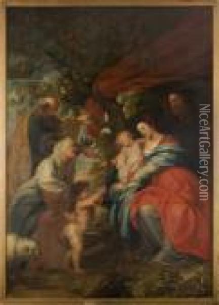 The Holy Family Under The Apple Tree Oil Painting - Peter Paul Rubens