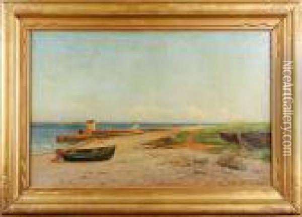 Strandparti Vidhornbaek Oil Painting - Hans Hilsoe