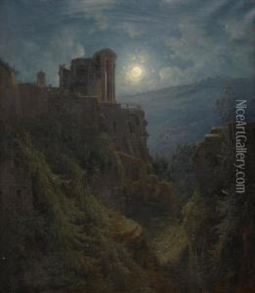 Italienskt Ruinlandskap I Mansken Oil Painting - Josef Magnus Stack