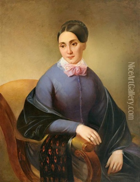 Portrait Einer Jungen Frau Im Armlehnstuhl Oil Painting - Friedrich Krepp