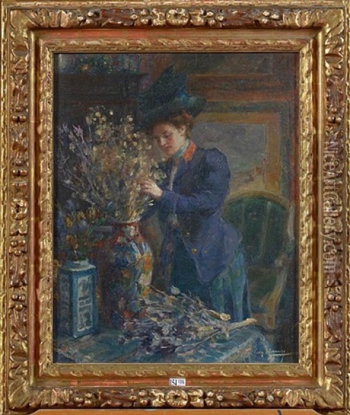 Les Chardons Bleus Oil Painting - Georges (Ferdinand) Lemmers