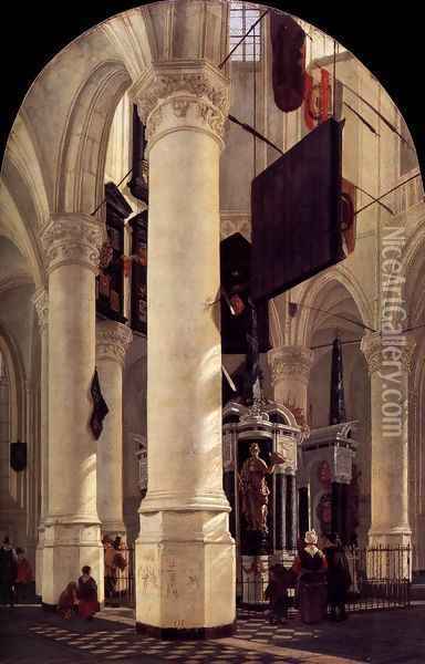 The Nieuwe Kerk in Delft with the Tomb of William the Silent Oil Painting - Gerard Houckgeest