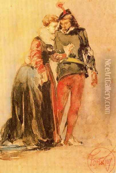 Young couple Oil Painting - Mariano Jose Maria Bernardo Fortuny y Carbo