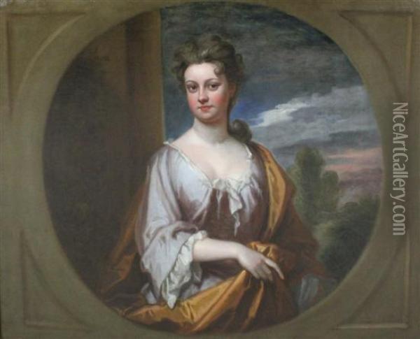 Portrait Of A Lady Said To Be Ann Archer Oil Painting - Sir Godfrey Kneller