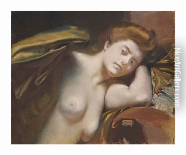 Etude De Femme Aux Seins Nus Oil Painting - Albert Besnard
