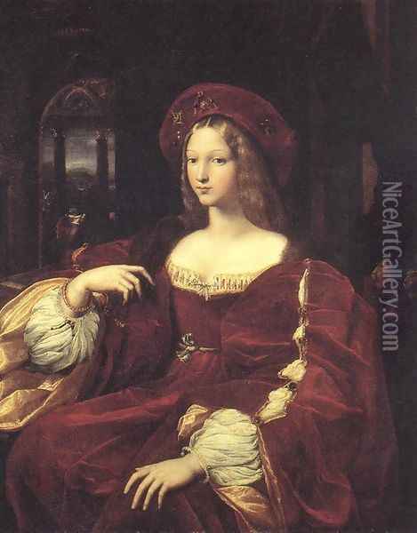 Portrait of Jeanne d'Aragon Oil Painting - Raffaelo Sanzio