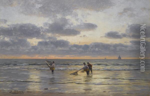 Fishing At Dawn Oil Painting - Eugene Gustav Ducker