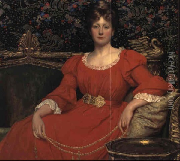 Mrs. Luke Ionides Oil Painting - Sir William Blake Richmond