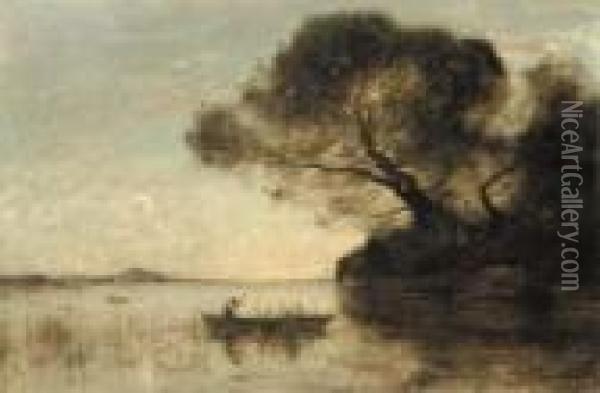 Le Soir Au Lac D'albano Oil Painting - Jean-Baptiste-Camille Corot