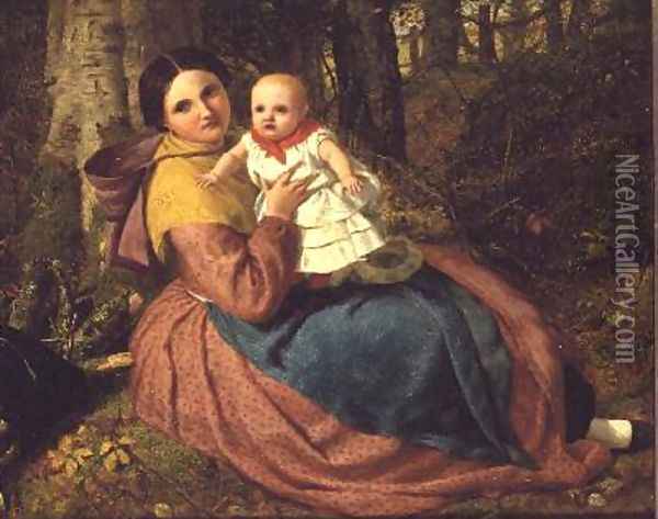 The Artists Son and Nurse, 1863 Oil Painting - Frederick Richard Pickersgill