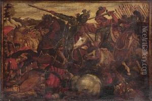 A Cavalry Engagement At Close Quarters Oil Painting - Antonia Tempesta