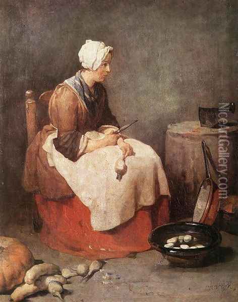 The Kitchen Maid Oil Painting - Jean-Baptiste-Simeon Chardin
