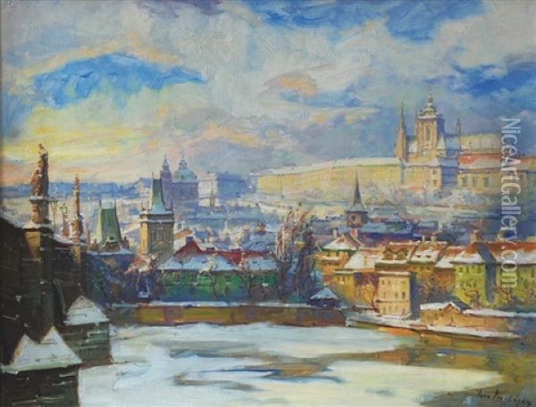 View At Prague Castle Oil Painting - Iaro Prochazka