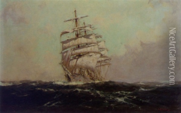 On A Swell Oil Painting - Arthur Briscoe