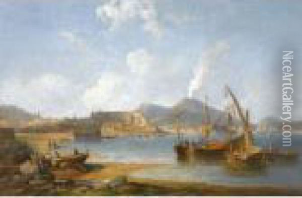 The Bay Of Naples With Vesuvius Beyond Oil Painting - John Wilson Carmichael
