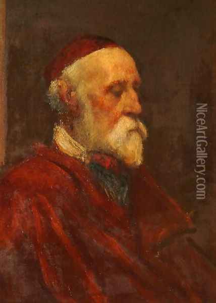 Self Portrait in Old Age, 1887 Oil Painting - George Frederick Watts