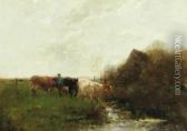 A Pastoral Landscape
Oil On Canvas Oil Painting - Willem Maris