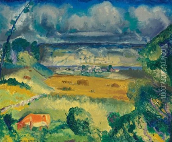 Clouds And Meadow Oil Painting - George Bellows