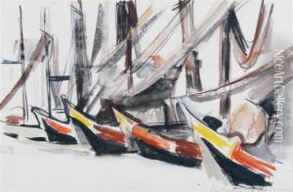 Sailboats Oil Painting - Heinrich Stegemann