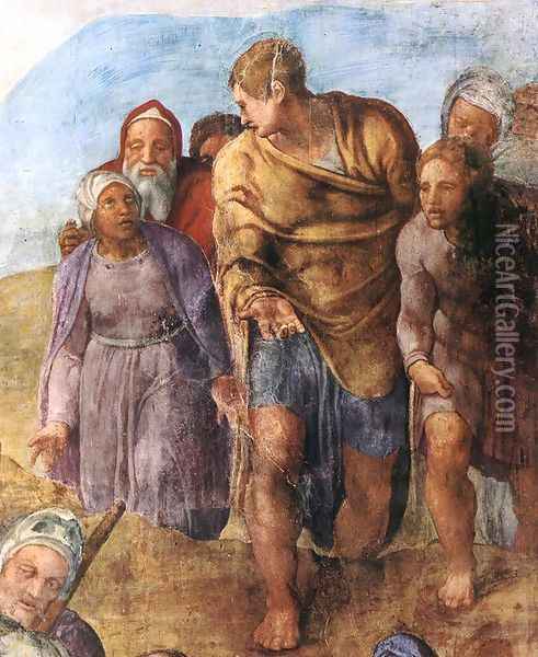 Matyrdom of Saint Peter [detail] I Oil Painting - Michelangelo Buonarroti