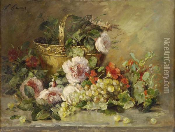 Blumen-/fruchtestilleben. Oil Painting - Helene Cramer