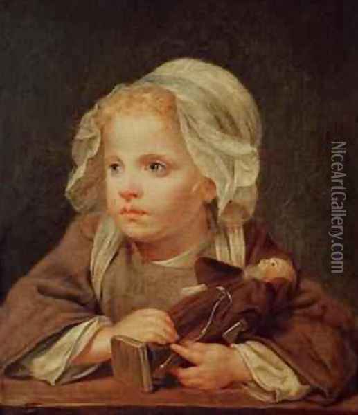 Girl with a Doll Oil Painting - Jean Baptiste Greuze