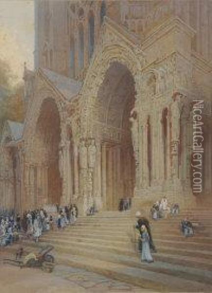 Rheims Cathedral Oil Painting - Thomas Hart