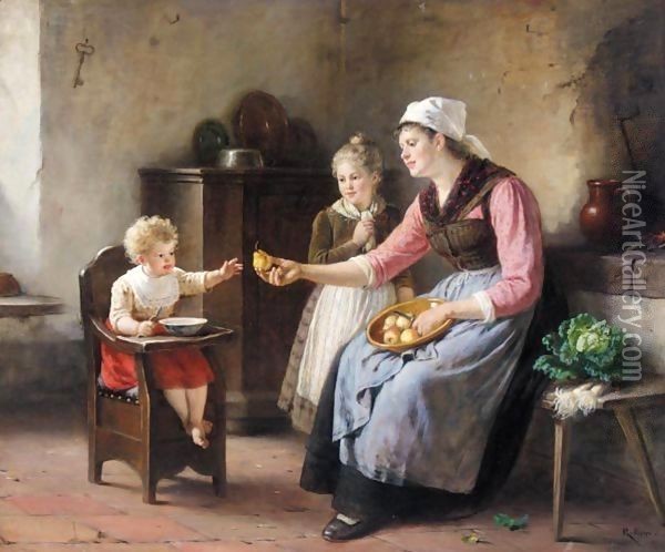 Die Birnenschalerin (Peeling Pears) Oil Painting - Rudolf Epp