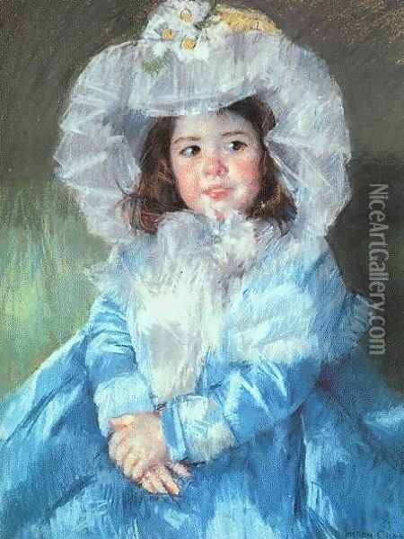 Margot In Blue Oil Painting - Mary Cassatt