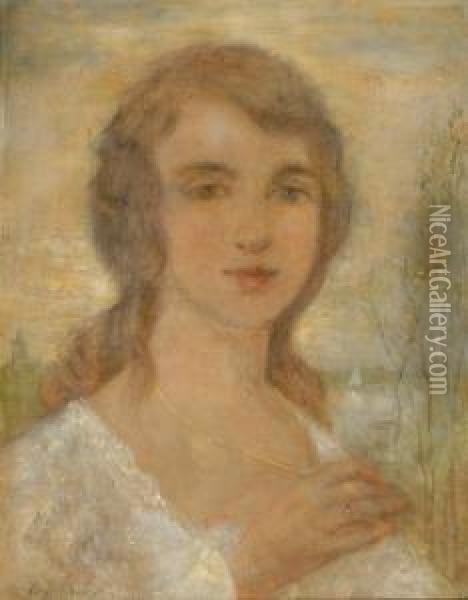 Portrait Of A Young Woman Oil Painting - Simon Maris