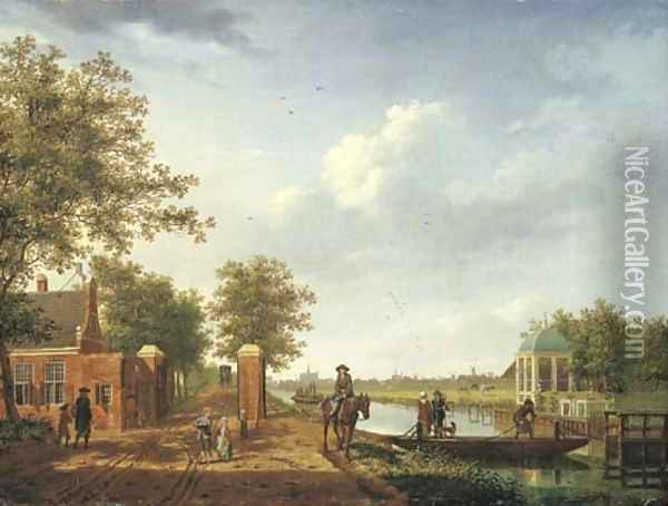 A view of Amsterdam from the 't Spaarne canal in Slooterdijk Oil Painting - Isaak Ouwater