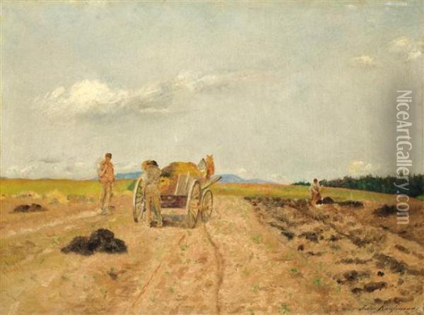 Plowing The Fields Oil Painting - Isidor Kaufmann