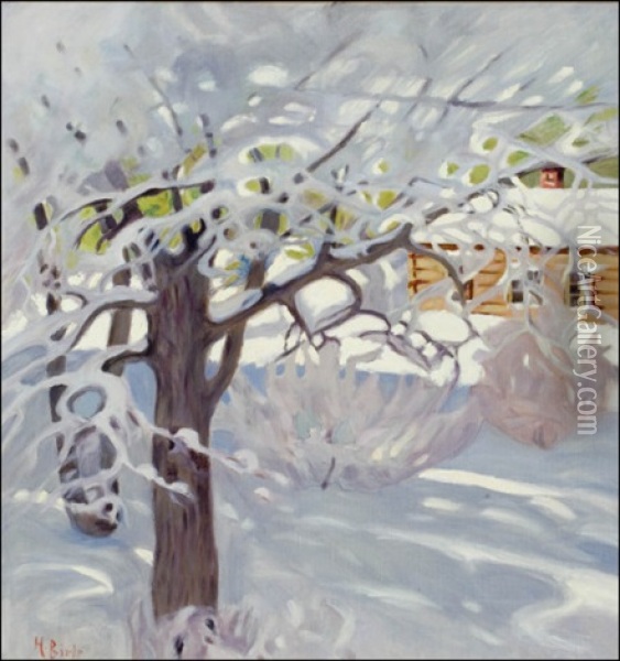 Talvipaiva - Vinterdag Oil Painting - Helmi Ahlman Biese