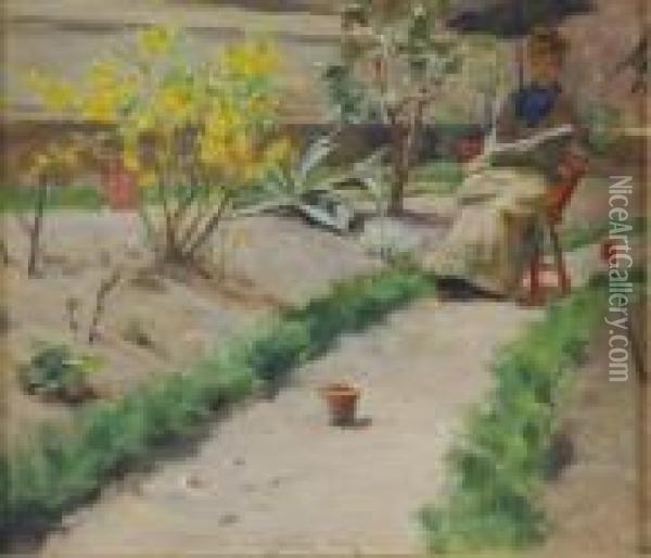 In The Garden Oil Painting - Irving Ramsay Wiles