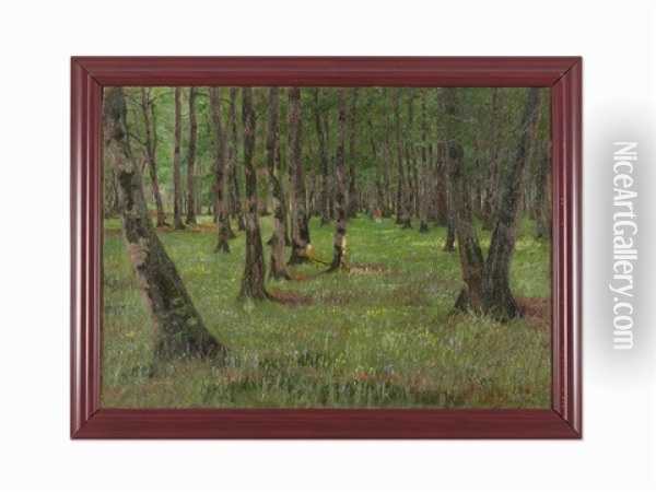 Forest Landscape With Walkers Oil Painting - Andrei Nikolaevich Shilder