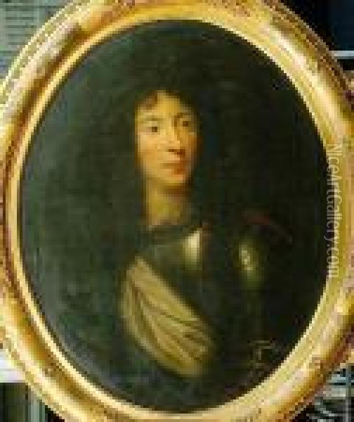 A Three Quarter Length Portrait Of A Gentleman In Armour Oil Painting - Hyacinthe Rigaud