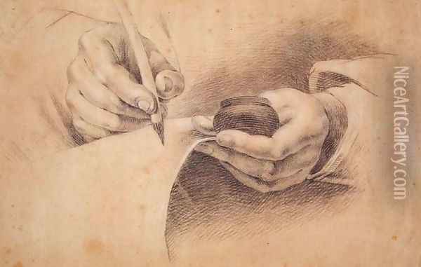 Drawing Hands, 1798 Oil Painting - Philipp Otto Runge