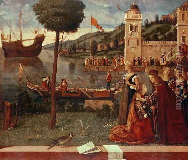 St.Ursula taking leave of her father, c.1500 Oil Painting - Vittore Carpaccio