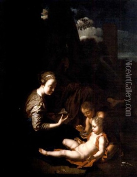 The Rest On The Flight Into Egypt With The Infant Saint John The Baptist Oil Painting - Jan Philipp van Schlichten