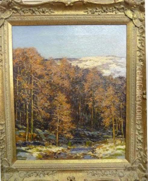 Winter At Redmire Oil Painting - George Graham