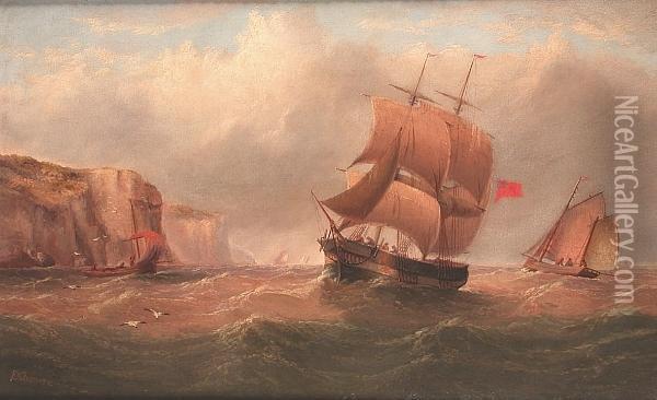 Shipping Running Down The North-east Coast Oil Painting - Edward King Redmore