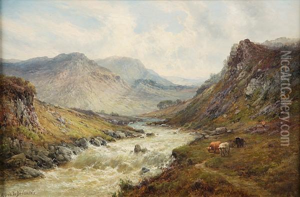 The Valley Of The Tummel Oil Painting - Alfred de Breanski