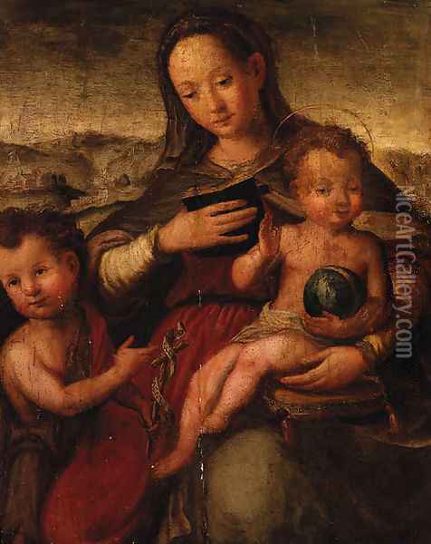 The Madonna and Child with the Infant Saint John the Baptist Oil Painting - Ventura Salimbeni