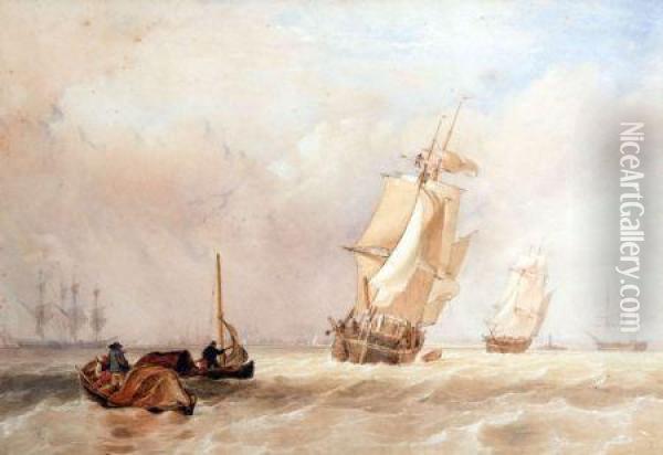 Shipping In Stormy Seas Oil Painting - William Clarkson Stanfield