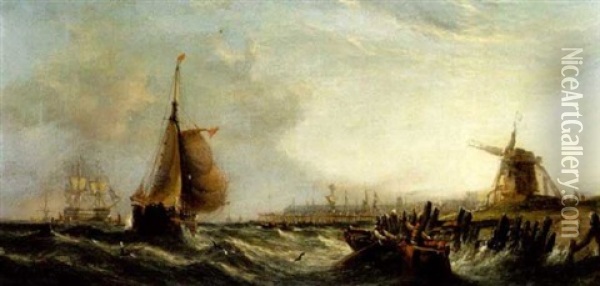 A Summer Morning At Sheerness Looking From Queensborough Oil Painting - William Callcott Knell
