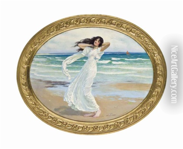 Along The Shore Oil Painting - William Henry Margetson